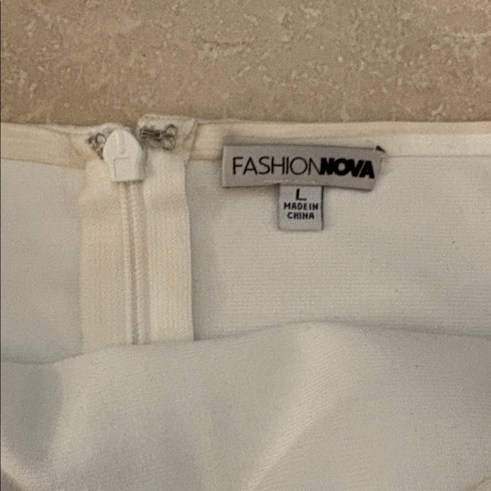 Fashion Nova Ruched White Midi Dress - Picture 3 of 7